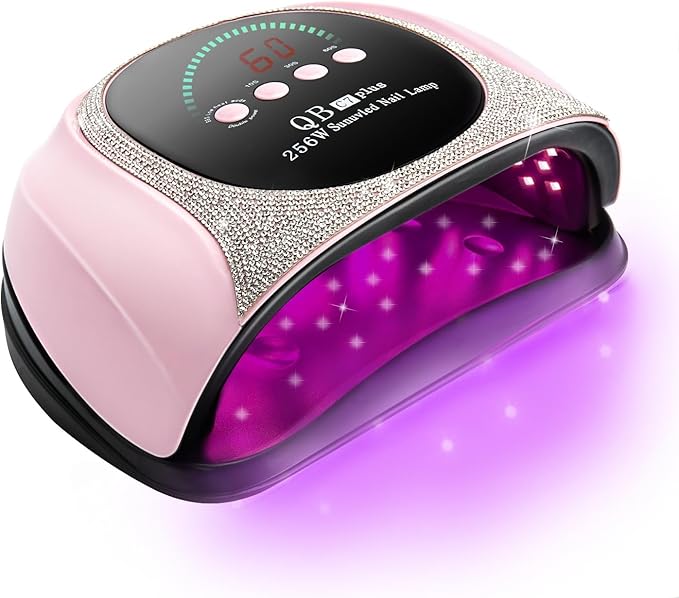 UV LED Light Nail Dryer For Gel Nails Quick Dry, 256W Professional UV Drying Light for Fingernail Polish , 57Pcs Beads Curing Gels Manicure Lamp, Portable Gel Cure Machine with Auto Sensor, 4 Timers