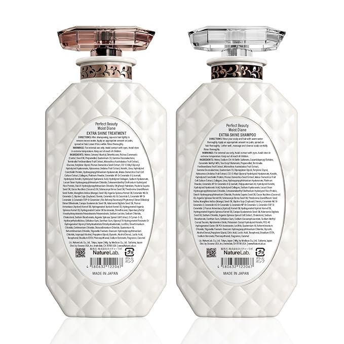 Moist Diane Keratin Shampoo and Conditioner Set for Smooth Hair Women & Men, Organic Hair Care with Argan Oil & Coconut Oil from Japan, Silicone & Sulfate Free, Extra MOIST& SHINE, 30.4 Fl Oz