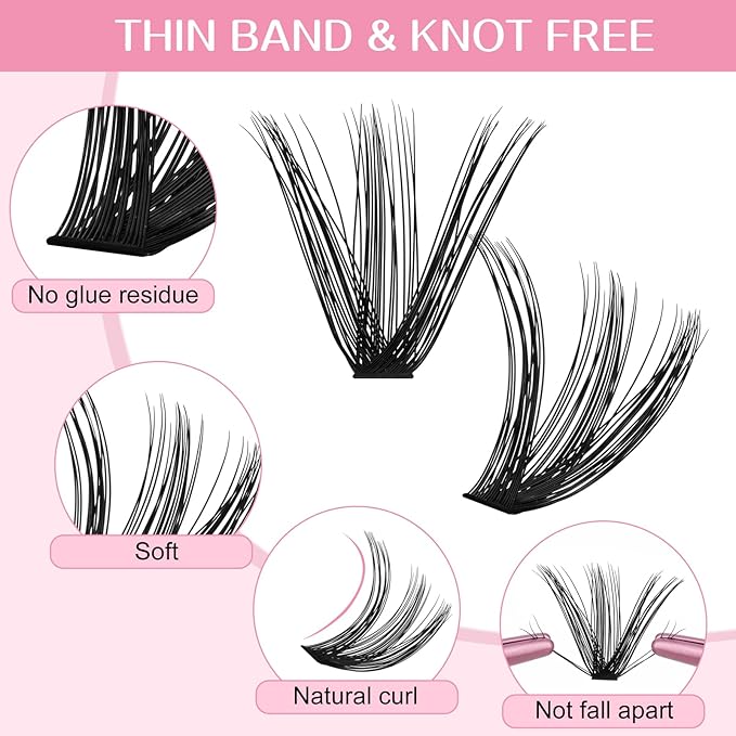 280 Pcs Individual Lashes 40D+50D Mixed Lash Clusters 14 Rows Cluster Lashes that Look Like Eyelash Extensions DIY Lash Extension Self Application At Home (40+50-D-14-20mix)
