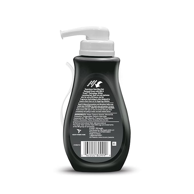 Veet Hair Removal Cream For Men, 5 Min Sensitive Skin, Hair Removal Gel For Body, Chest & Back, Dermatologically Tested, 13.5 FL OZ w/ Spatula