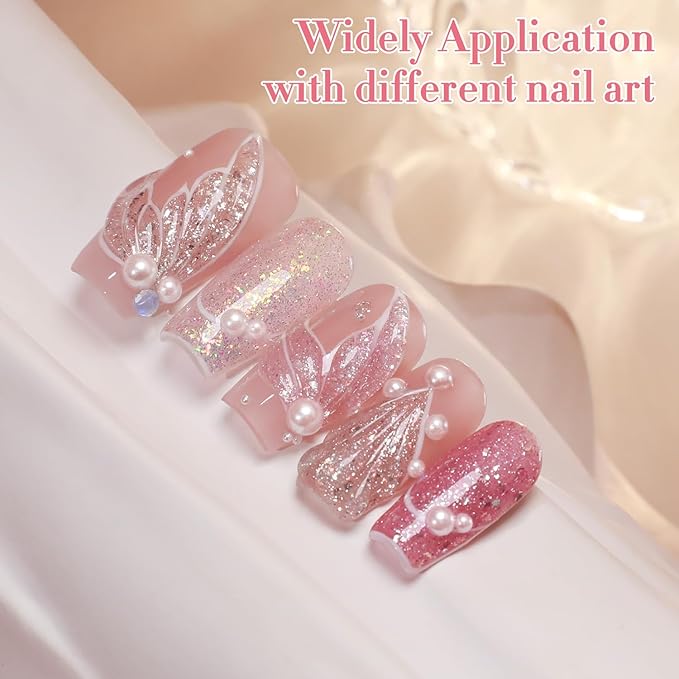 Double Rhythm 0.5 Oz Glitter Gel Polish Set of 6 Color with Display Board 15 ml Full Size Kit Shimmer Reflective Sparkle Soak Off Manicure Salon DIY at Home (Gold Silver Light Pink Rose-T6-35)