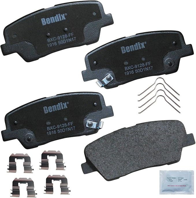 Bendix Priority1 CFC1916 Ceramic Rear Brake Pads compatible with Hyundai Santa Fe 2018-2017, Santa Fe Sport 2018-2017, Santa Fe XL 2019-2017
