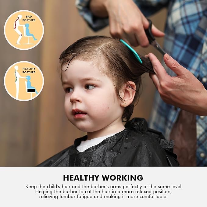 Salon Booster Seat for Kids, Children Hair Styling Seat Cushion PU Leather Barber Beauty Salon Equipment, Booster Seat for Kitchen Chair, Black