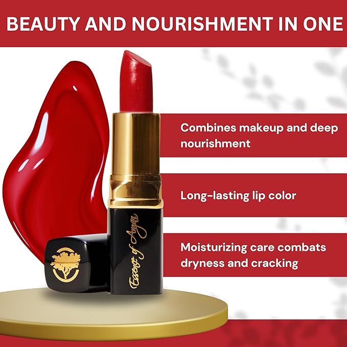 ๐๐๐๐ฒ๐ป๐ฐ๐ฒ ๐ผ๐ณ ๐๐ฟ๐ด๐ฎ๐ป Deep Moisturizing Red Lipstick, Long Lasting Lipstick & Lip Care in 1 with Pure Organic Argan Oil, Shea Butter, Jojoba Oil & Aloe Vera Hydrating, Roses R Red