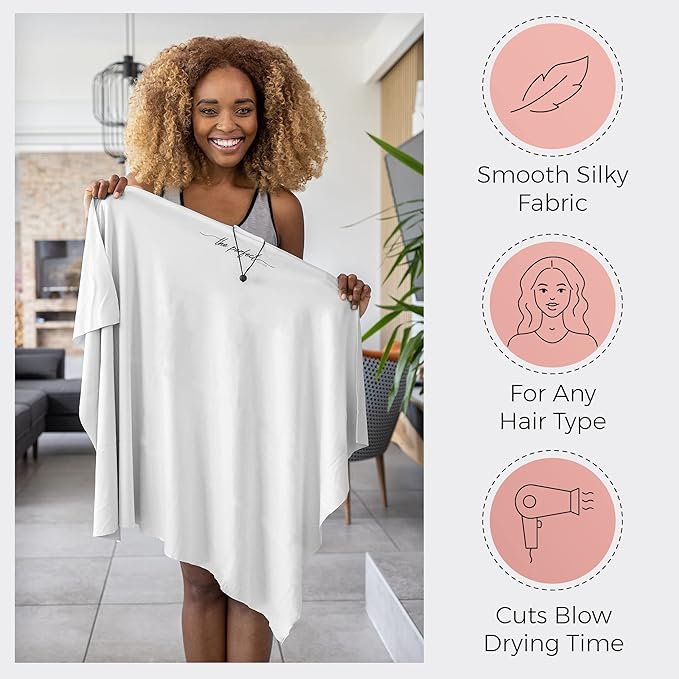 THE PERFECT HAIRCARE Microfiber Hair Towel Wrap for Women - Absorbent Quick Drying Turban for Wet, Curly, and Long Hair for Women, Girls, and Kids - Anti Frizz White