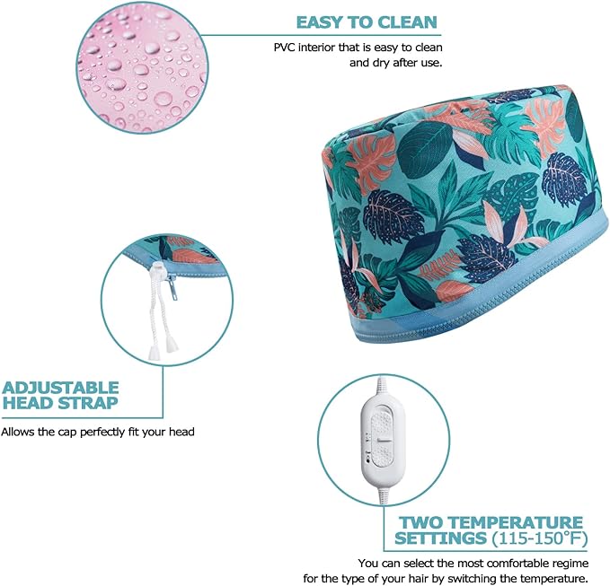 VICARKO Hair Steamer Thermal Heat Cap ππ±πππ§πππ ππ¨π«π Deep Conditioning Natural Black Hair Scalp Treatment Spa Hot Head Care Electric for Home Use