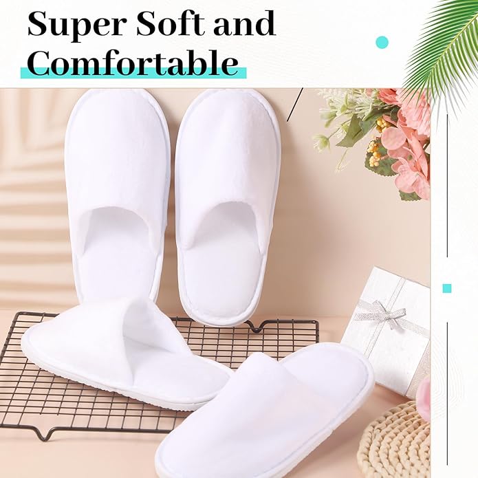 12 Pairs Kids Disposable Slippers for Guests Closed Toe Non Slip Spa Slippers Bulk Soft House Slippers Winter Warm Flip Flops for Boys Girls Travel Hotel Party Indoor Outdoor