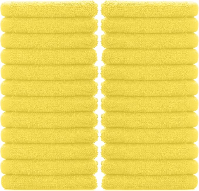 DAN RIVER 100% Cotton Washcloths 24 Pack Premium Quality Face and Body Cloth, Quick Dry Essential Towels for Bathroom, Hand, Kitchen & Cleaning, Baby Rugs | 12X12 in | 400 GSM | Primrose Yellow