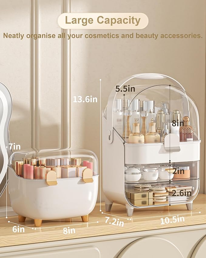 Makeup Organizer, Skincare Holder Bathroom Counter Organizer, Storage Box Cosmetic Display Cases, Teen Girl Gifts Trendy Stuff Make up Organizers for Vanity, Dresser, Countertop (Silver)