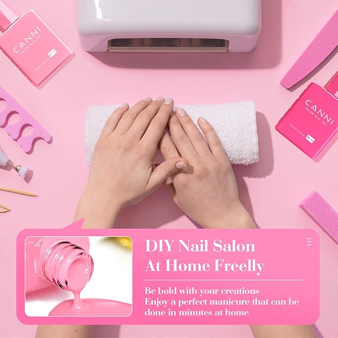 CANNI 6 Colors 9 ML Hema-Free Pink Gel Nail Polish Set, Hot Pink Purple Gel Polish Kit Light Baby Neon Pink Colors, Soak Off LED Nail Gel Manicure Kit DIY at Home Salon Gifts