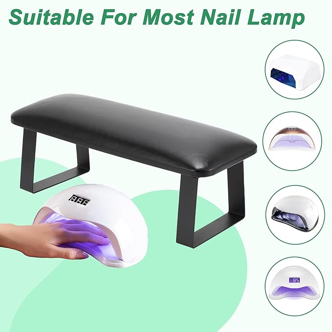 VOCOSTE Arm Rest for Nails Tech, Non-Slip Nail Arm Rest, Manicure Hand Rest with Detachable Brackets, Hand Rest for Nails Tech, Nail Hand Rest, Black