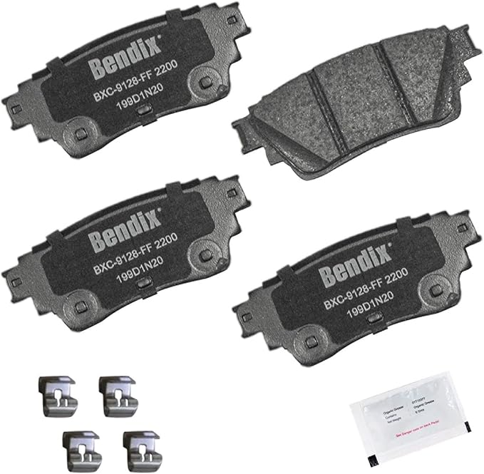 Bendix Priority1 CFC2200 Ceramic Rear Brake Pads for INFINITI QX60 2023-2022, Mitsubishi Outlander 2023-2022, Nissan Altima 2024-2019, Kicks 2024-2021, Pathfinder 2024-2022, Rogue 2023-2022