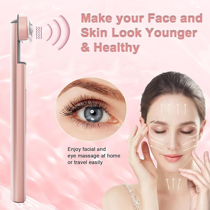 Red Light Therapy for Face, 6 in 1 LED Light Therapy Eye Equipment for Skin,Face Wand with Facial Massager, Skincare Facial Wand,Vibration, Thermal, Microcurrent,Portable Beauty Tools