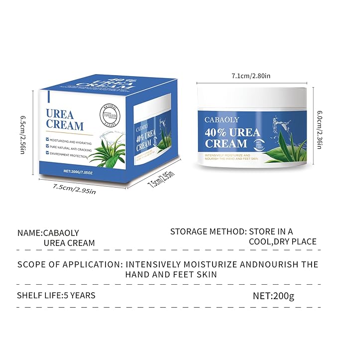 Urea Cream 40 Percent for Feet Maximum Strength, Urea Foot and Hand Cream with Powerful Hydration for Dry Skin, Cracked Heels, Deeply Moisturizing for All Skin Types 7.05oz