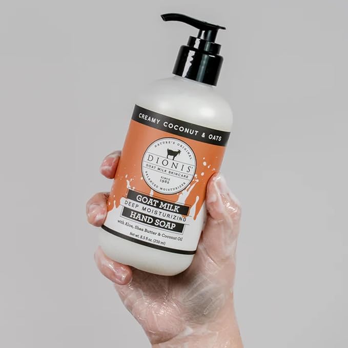 Dionis Goat Milk Skincare Creamy Coconut & Oat 8.5oz Hydrating Body Lotion and 3.3oz Hand & Body Moisturizing Travel Size Cream Bundle, Natural Ingredients, Made in the USA, Cruelty Free, Paraben Free