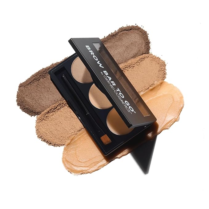 Brow Bar To Go by Gerard Cosmetics (Blonde to Brunette), Eyebrow Trio Kit with Brow Powder, Brow Wax, and Angled Brush, Eyebrow Powder Light Brown, Cruelty Free & Made in the USA
