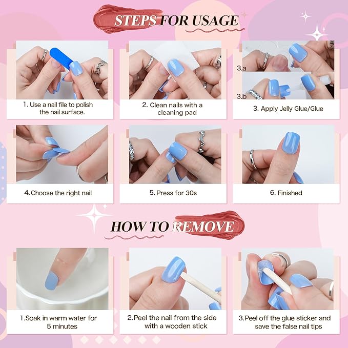 12 Packs(288 Pcs) Press on Nails, Acrylic Nails Glue On Medium Coffin False Nails,Short Square Fake Nails Fit Perfectly Almond Nails Press on wtih Nail Glue 12 Colors Stick on Nails Set