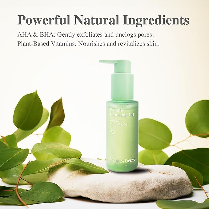 Madeca DERMA Botanic Cleansing Gel – pH Balancing Cleanser with Centella Asiatica & Tea Tree, Korean Skincare, Soothing & Calming with Natural, Hypoallergenic Ingredients (3.4 fl oz)