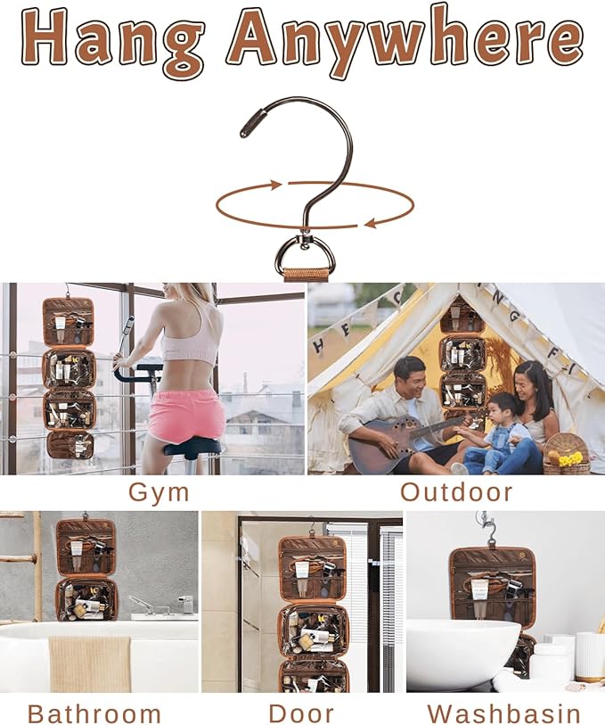 3-in-1 Extra Large Personalized Toiletry Bag For Men, Custom Engraved Leather Travel Organizer Bag, Engraved Name Waterproof Dopp Kit & Gifts for Him Husband Father (Father's Day, Christmas)