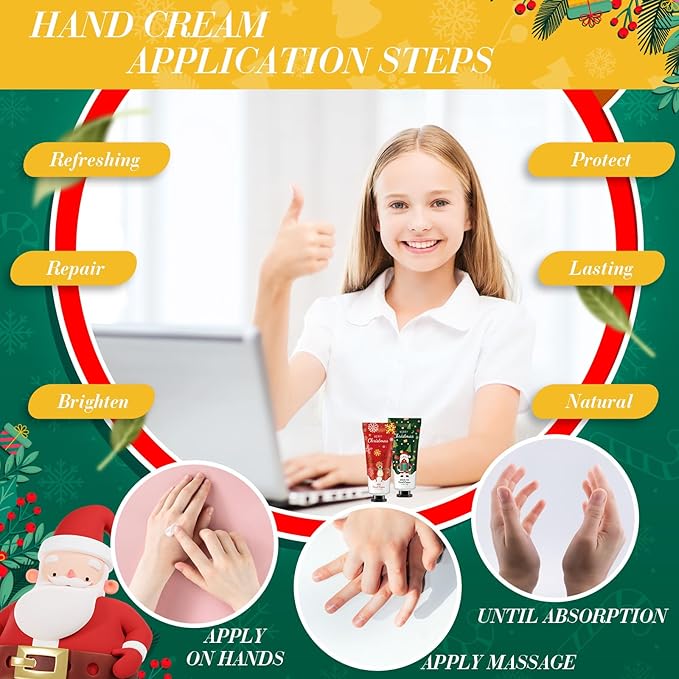 48 Christmas Hand Cream Gift Set Christmas Stocking Stuffers Hand Cream Travel Size Care Cream Bulk Mini Hand Lotion for Dry Cracked Hands Employees Colleagues Teacher Gifts
