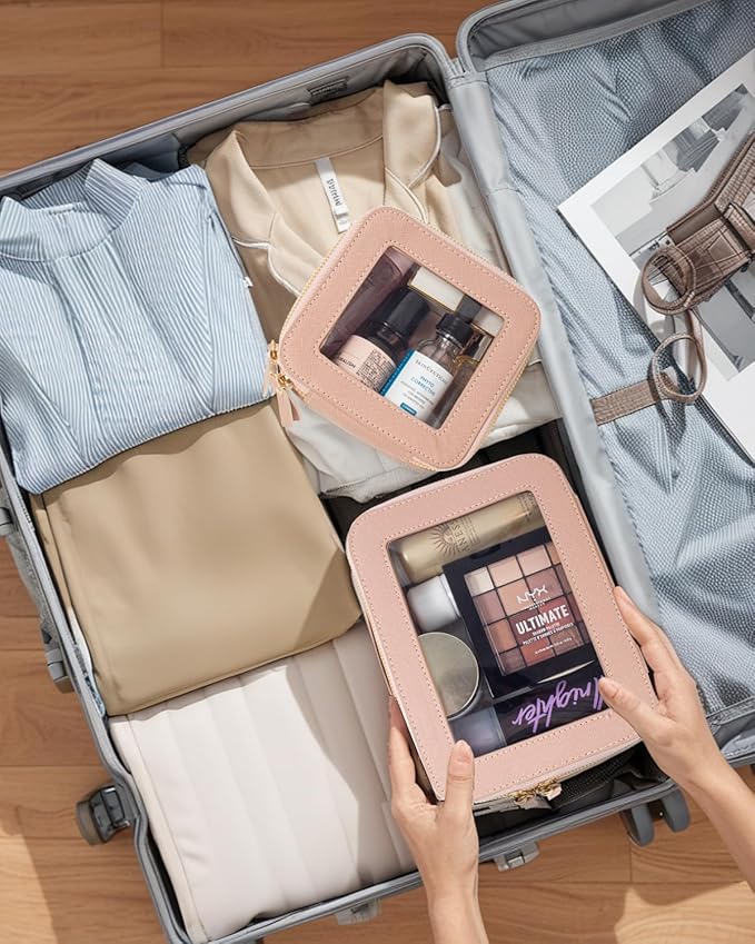 Clear Makeup Bag, Small Makeup Bag TSA Approved Toiletry Bag Cosmetic Travel Bag Cute Makeup Bag Organizer Makeup Case Pouch Car Essentials for Women Men