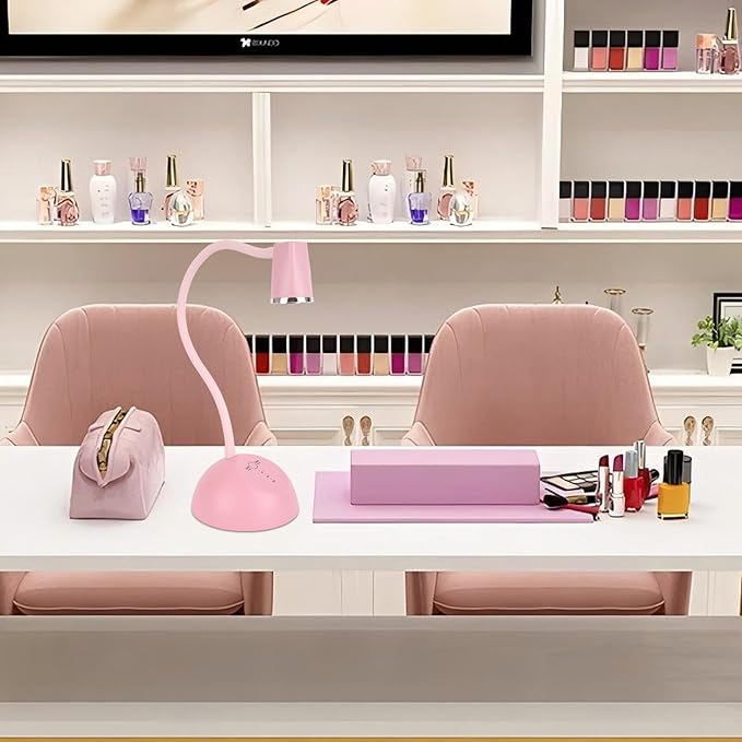 Touch Switch Nail Lamp,Flash Cure Gel X Lamp,Rechargeable Cordless UV LED Light with Timer, Gooseneck Gel Polish Curing Dryer Lamp,for Professional and Home Use (Pink)