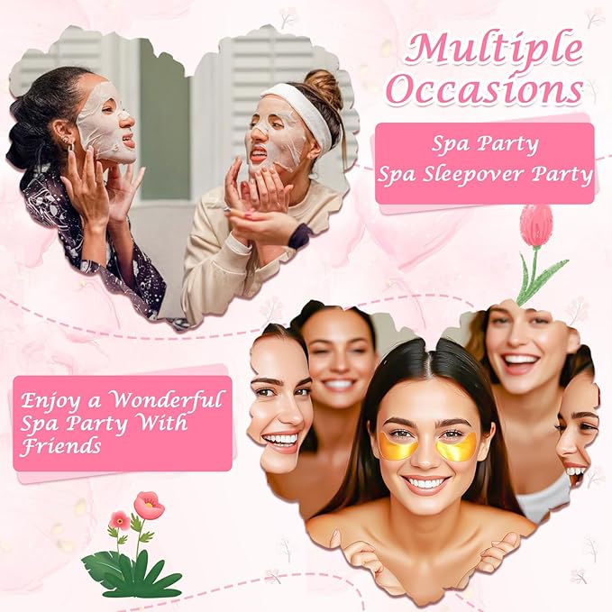 108 PCS Spa Party Supplies for Women, Spa Party Favors Include Face Masks Skincare, Hand Cream, Lip Balm, Under Eye Patches, Lip Mask and Foot Bath Bombs, Spa Birthday Sleepover Party Supplies