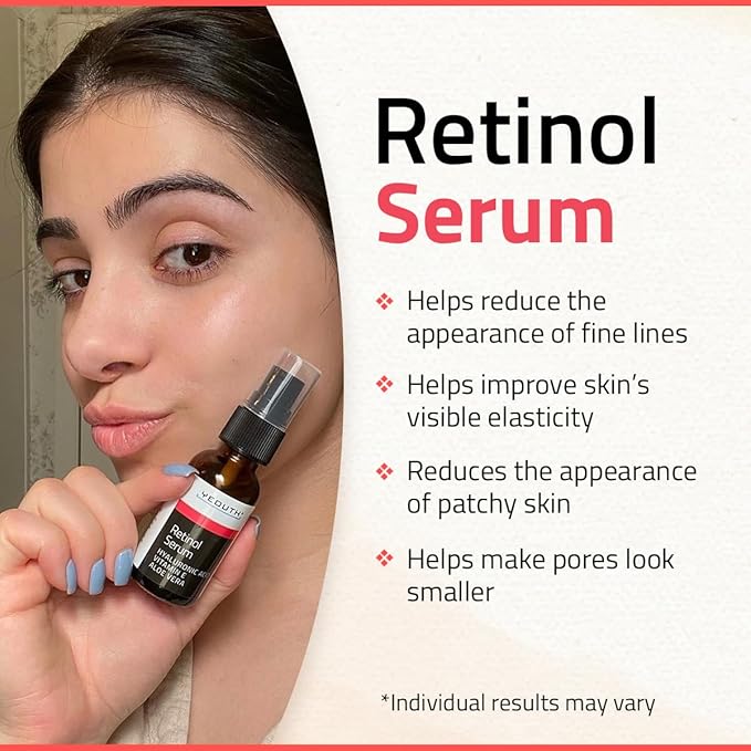 YEOUTH Retinol Serum for Face with Hyaluronic Acid & Vitamin E, Hydrating Retinol Face Serum, Skin Care Suitable for All Skin Types 1oz