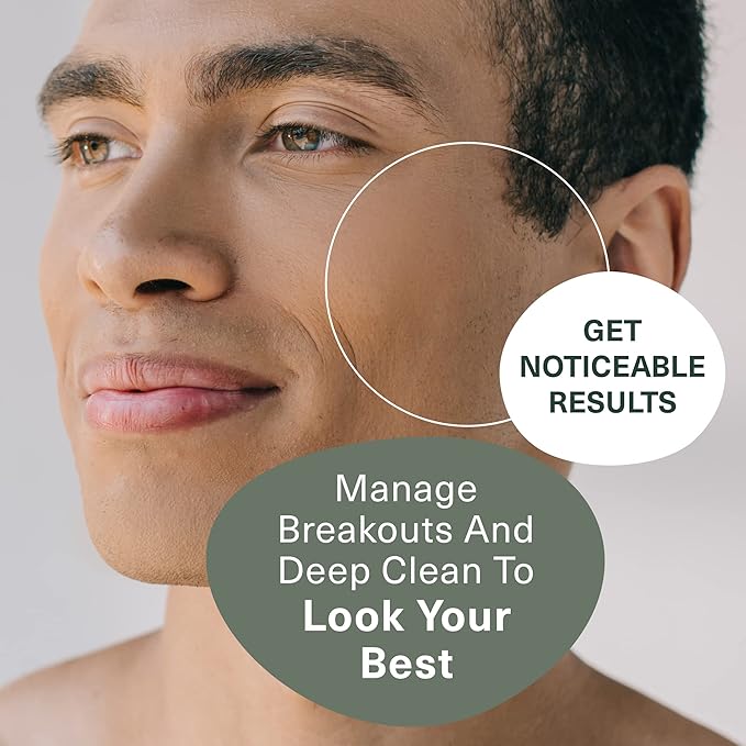 Botanic Tree Men's Face Wash with Glycolic Acid & Activated Charcoal (6oz.) - Deep Cleaning and Energizing Facial Exfoliating Cleanser…