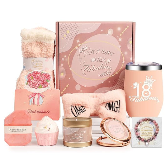 18th Happy Birthday Gifts for Women Friendship, Get Well Soon Gifts Baskets for Women, Self Care Package, Birthday Basket for Womens, Friends, Coworker Ideas