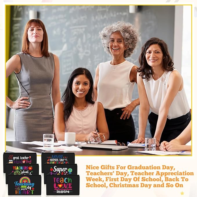 24 Pcs Teacher Appreciation Gift from Students 2025 Teachers' Day Thank You Gifts Bulk 24 oz Plastic Tumbler Cup Makeup Cosmetic Bag with Zipper Crew Sock Keychain for Retirement(Classic)