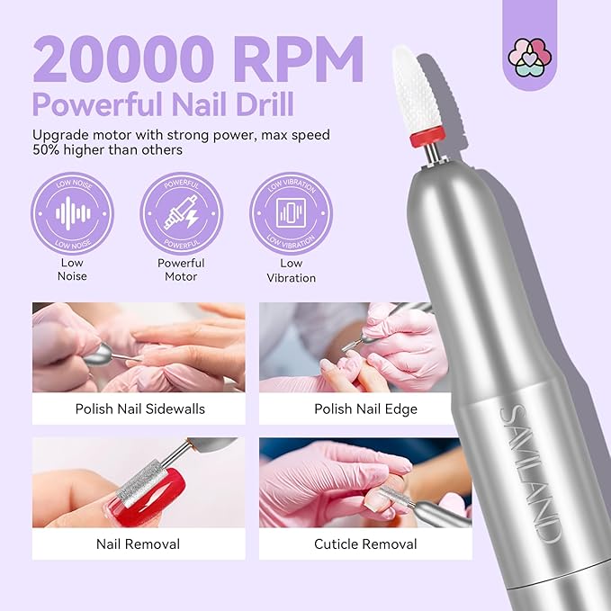 Saviland Acrylic Nail Kit with Nail Drill & 5pcs Acrylic Nail Brush Set