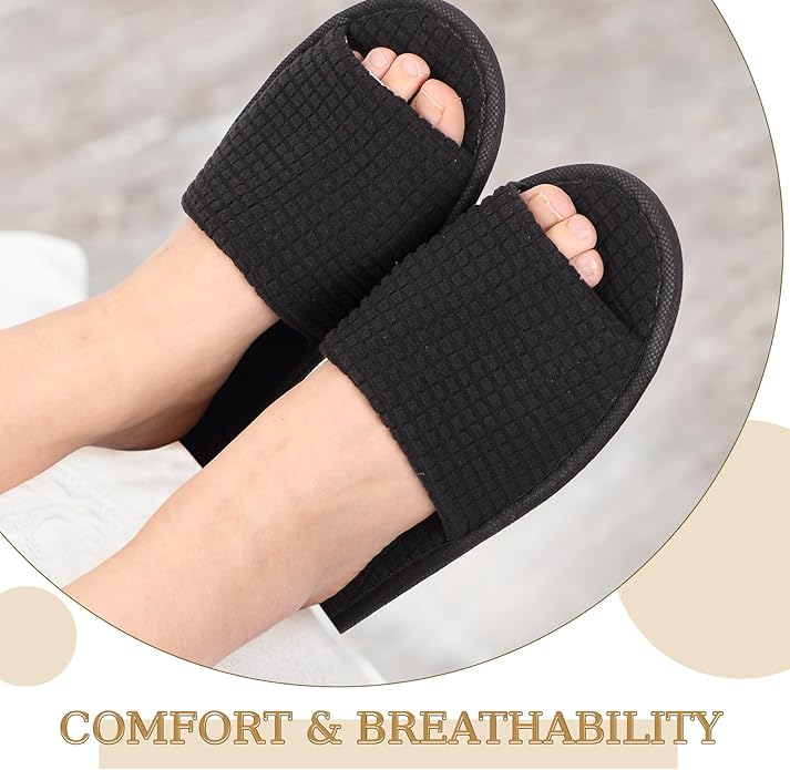 12 Pairs Disposable Slippers for Guests Open Toe Spa Slippers Bulk Disposable Sandals Soft Fleece for Man Women Spa Hotel Wedding Shoeless Home