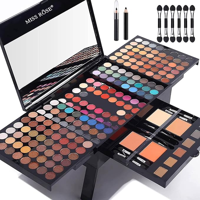 190 Colors Professional Makeup Kit for Women Full Kit, Pallet,All In One Gift Set girls, include Eyeshadow/Facial Blusher/Eyebrow Powder/Eyeliner Pencil/Mirror/makeup brush(004N)