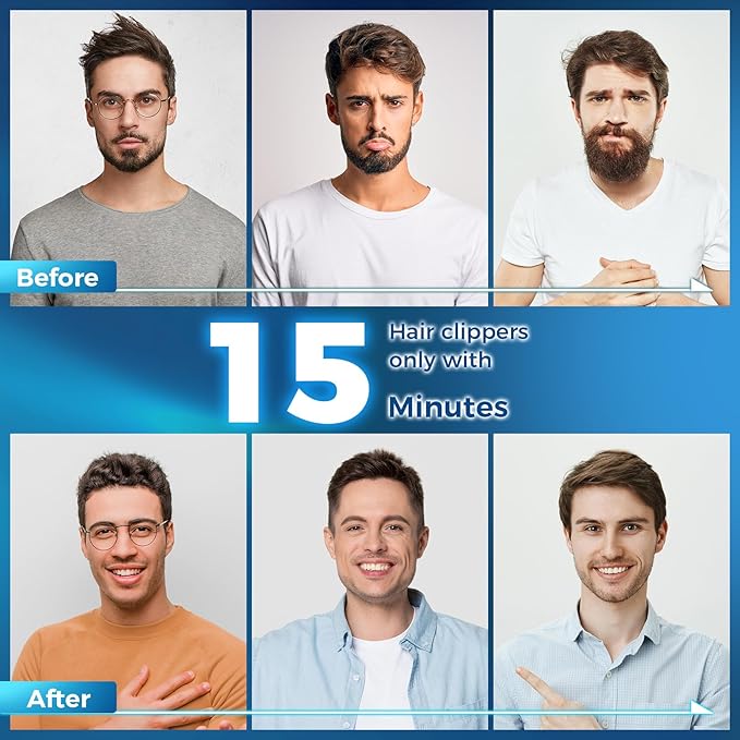 Hair Clippers for Men&Women Professional, Low Noise Cordless Hair Cutting Kit with 10 Color Combs, LED Display, Men Gifts, 5H Beard Trimmer Barber Hair Clippers Set with Scissors,Cape