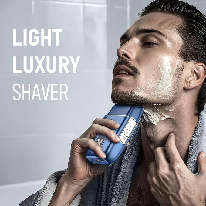 Foil Shavers for Men, Upgraded Blades Electric Razor with 3 Adjustable Speeds, Type-C Rechargeable, IPX7 Waterproof, Electric Shavers for Men Face Use Travel Home(Blue)