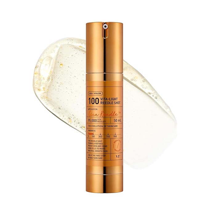 VT Cosmetics Vita-Light Reedle Shot 100, Serum with Vitamin C Capsules, Vitamin E, Hydrating Care, Korean Skincare for Sensitive Skin 1.69Fl Oz(50ml)