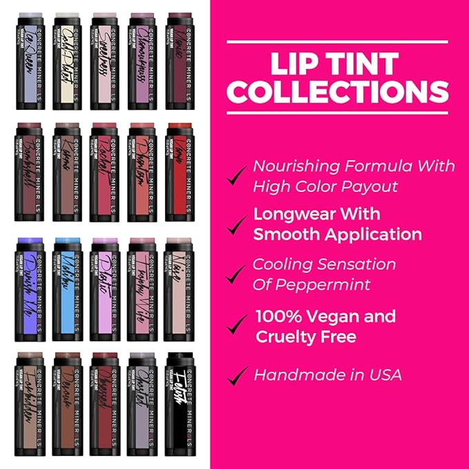 Concrete Minerals Lip Tints, Nourishing Formula With High Color Payout, Longwear With Smooth Application, Cooling Sensation Of Peppermint, 100% Vegan and Cruelty Free, 0.6 Ounce Total (Bridesmaid)