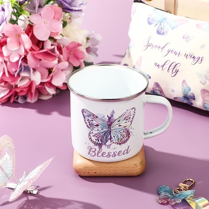 Animal Lover Gifts for Women Mother's Day Animal Themed Gifts for Mom Include Canvas Tote Bag, Makeup Bag, Socks, Keychain, Enamel Mug, Small Figurines(Butterfly)