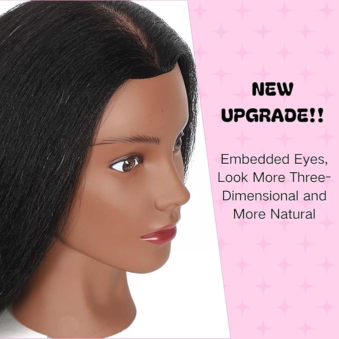 18" Mannequin Head Human Hair with 100% Real Hair Opini Human Hair Mannequin Doll Head for Hairdresser Practice Braiding Hairstyling with Adjustable Tripod Stand and Tools (18 Inch- Tripod Set)