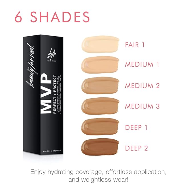 Beauty For Real MVP Tinted Moisturizer & Concealer, Medium 3 - Also Acts as a Primer, SPF 25 Sunscreen & Complexion Perfector - Anti-Aging Hydration & Coverage - 1.5 fl oz