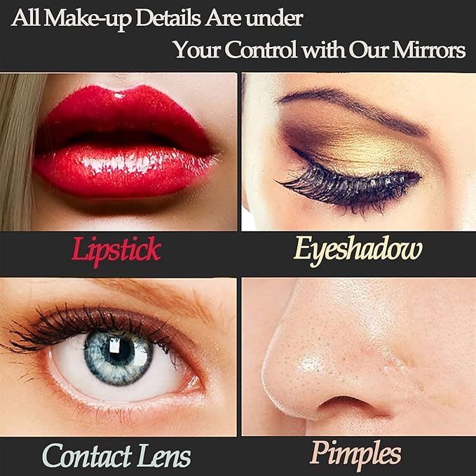 22.8"x 18.1" Vanity Mirror Makeup Mirror with Lights,10X Large Hollywood Lighted Vanity Mirror with 15 Dimmable LED Bulbs,3 Color Modes,Touch Control for Bedroom,Tabletop or Wall-Mounted