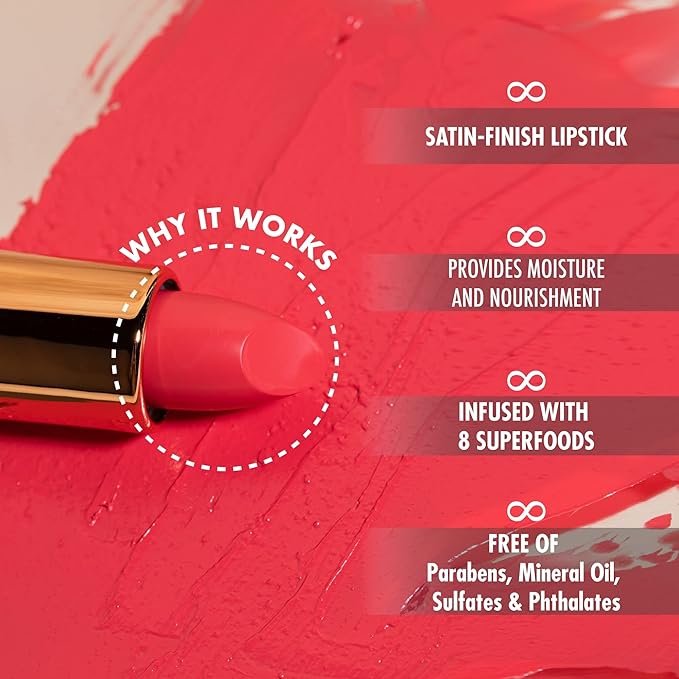 YENSA Vibrant Silk Hydrating Lip Stick - Long Lasting Lipstick with Hyaluronic Acid, Vitamin E & Super Oils - High Pigment Color & Semi Glossy Finish - Moisturizing Formula - Fire (0.12 oz)