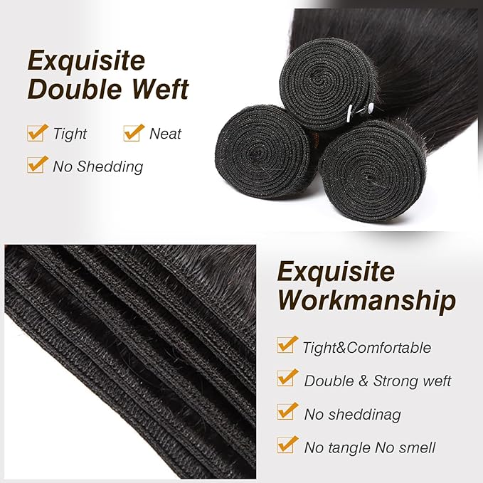 12A Human Hair Bundles 22 24 26 Inch Body Wave Bundles Human Hair 100% Unprocessed Brazilian Virgin Hair Quick Weave Extensions Natural Black