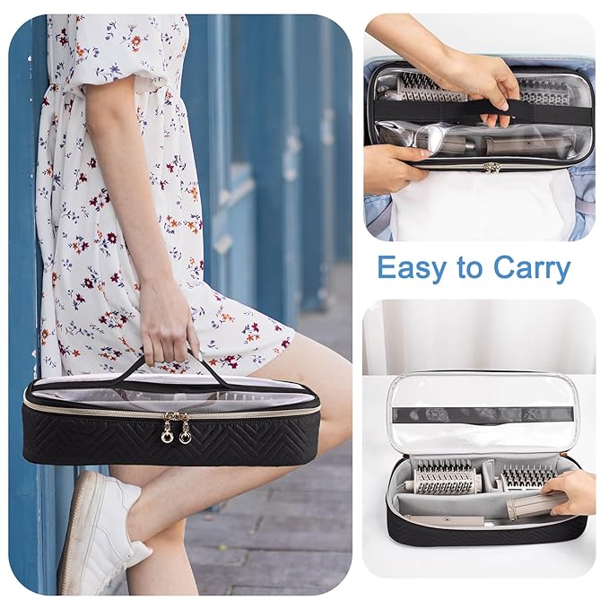 Hair Tools Travel Case with Black Hair Dryer Bag, Hair Tools Travel Carrying Case for Shark FlexStyle/SmoothStyle - Hair Dryer Case Flat Curling Iron Travel Organizer