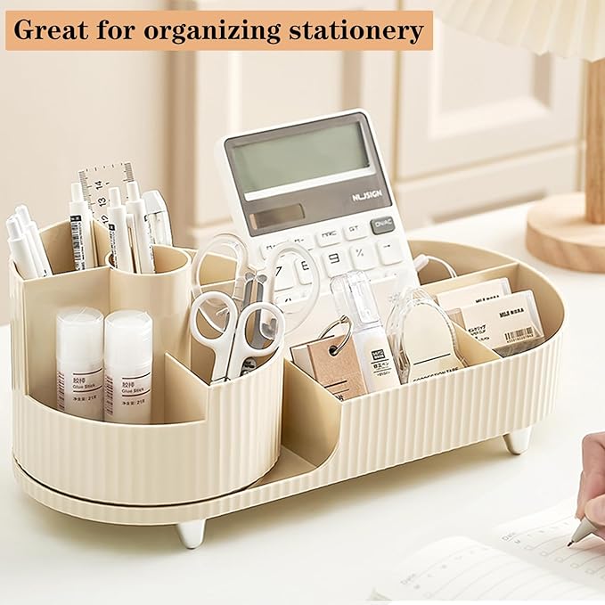 360° Rotating Vanity Makeup Organizer with Brush Holder, Large Spinning Cosmetic Storage for Skincare, Perfumes and Lotions