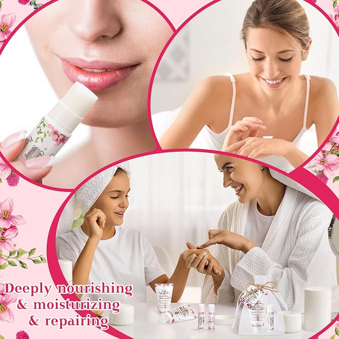 24 Sets Christian Hand Cream and Lip Balm Gift Set Christmas Christian Gift for Women Travel Size Hand Lotion Bible Verse Lip Balm Bulk for Baby Bridal Shower Mom Holiday Gift(Cute)