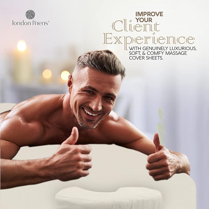 LONDON LINENS Pack of 2 Soft Microfiber Massage Table Sheets 3 Piece Set - Includes Massage Table Cover, Massage Fitted Sheet, and Massage Face Rest Cover (Cream)