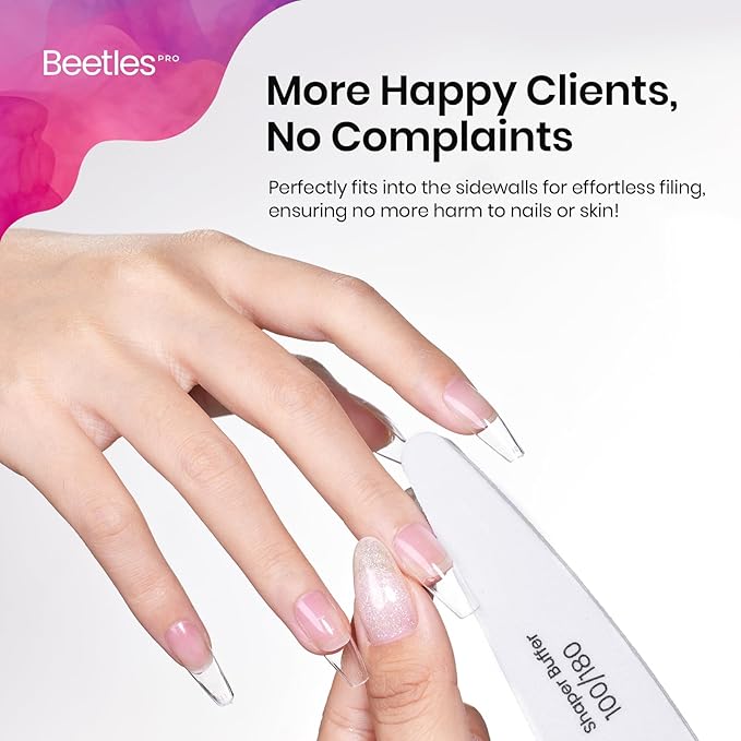 Beetles Nail File Nail Buffer, 10 pcs Sponge File and Buffers for Natural Nails, Double Sides Emery Boards for Nails, Nail Buffer and Shine Kit Nail Filer, 100/180 Grit Nail Files Fingernail Files