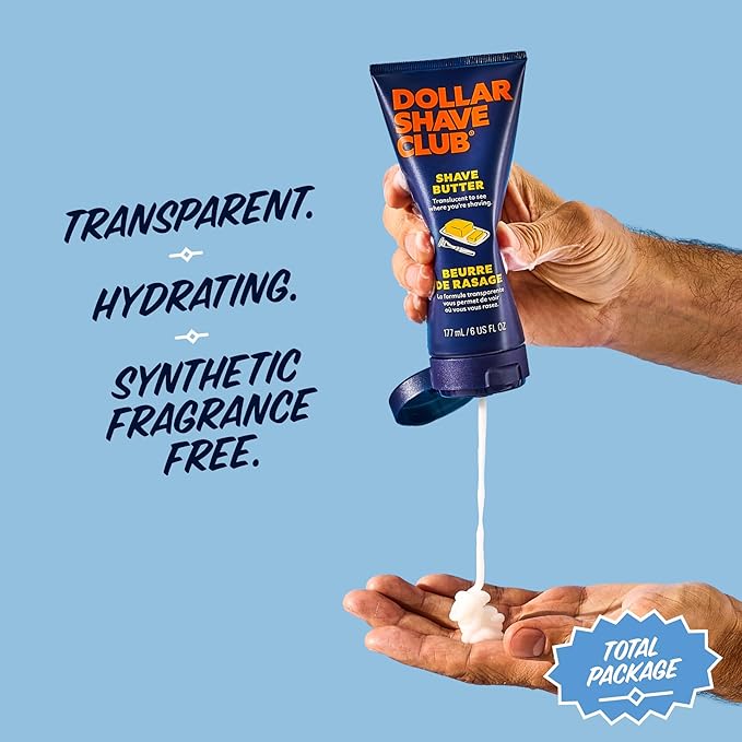 Dollar Shave Club | The Total Package Gift Set | 4 Swift Rinse Refill Cartridges, 1 Heavy Metal Handle, 1 Prep Scrub 3 ounce, 1 Shave Butter 3 ounce, 1 Post Shave Dew 3.4 ounce